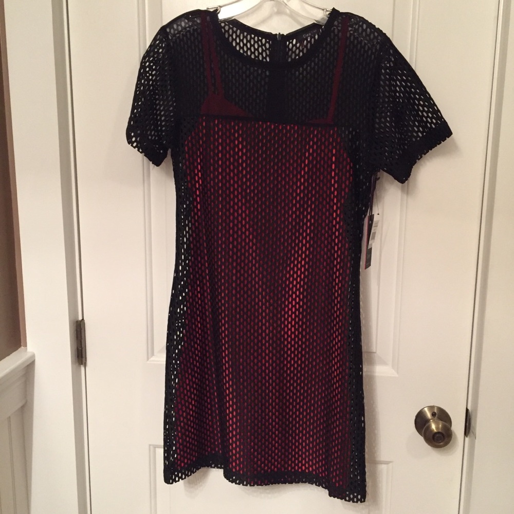 DEX 1963 DRESS NEW MINI SHIFT BLACK LASER CUT Size S NWT